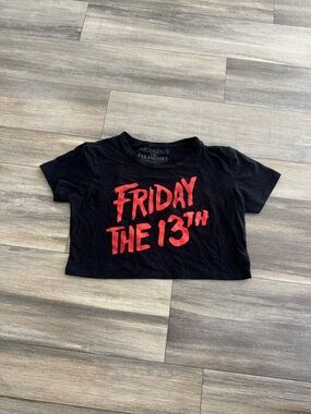 Friday The 13th Black & Red Graphic Kids Crop Tee